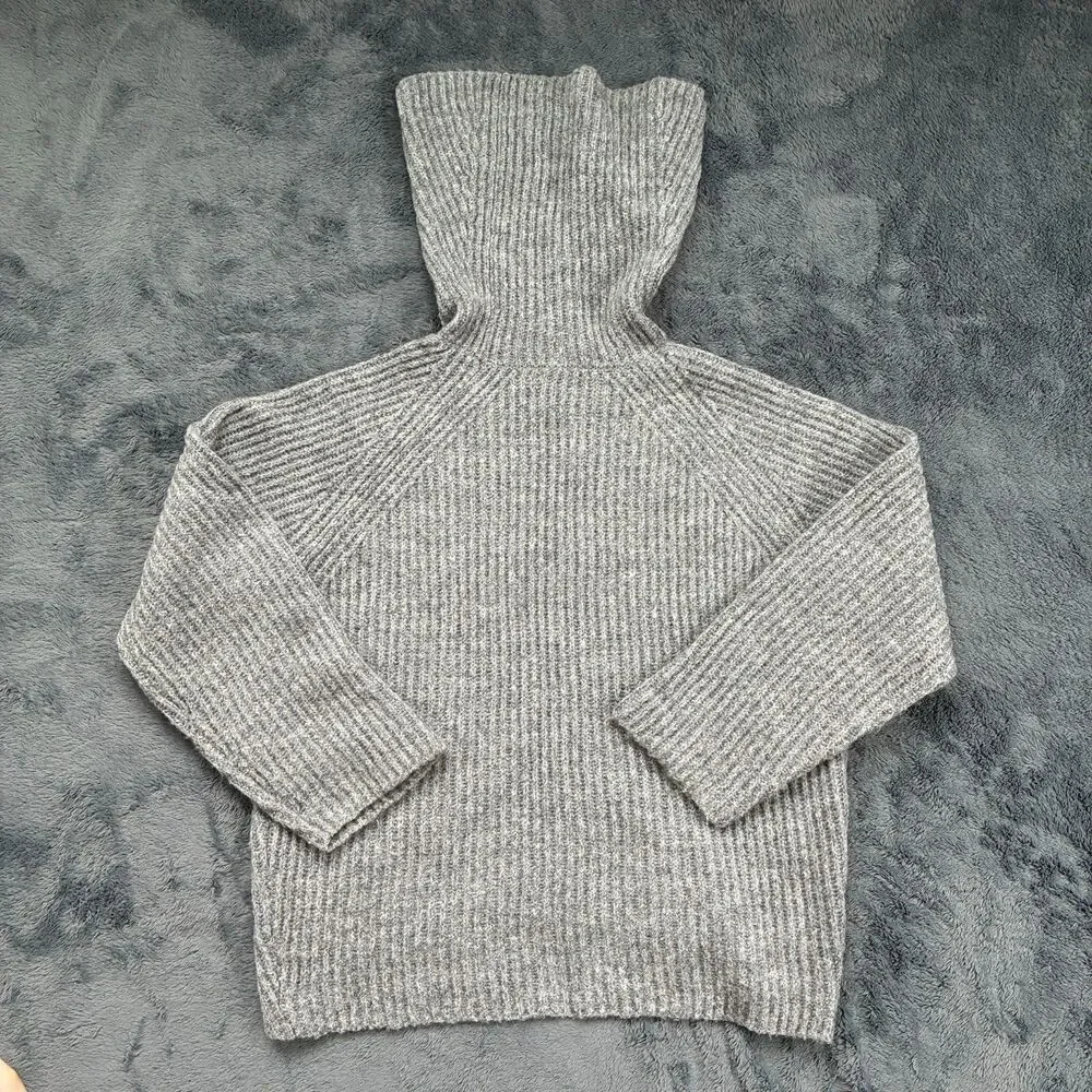 J. Crew Point Sur Ribbed Chunky Turtleneck Mohair Wool Blend Sweater Small